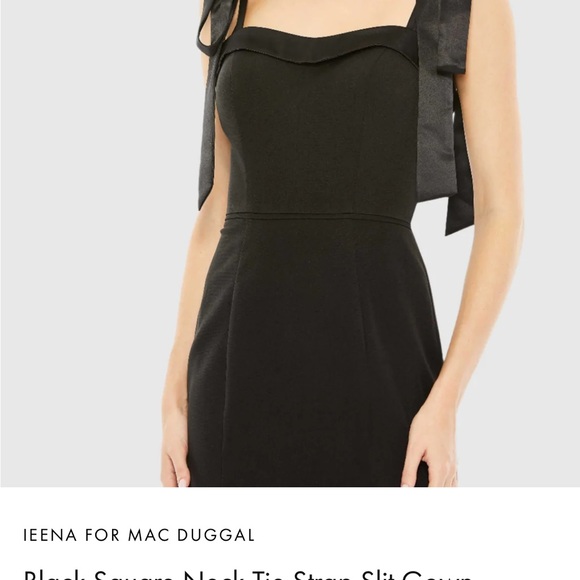 NWT IEENA FOR MAC DUGGAL
Black Square Neck Tie Strap Slit Gown Size 4 - Picture 2 of 10